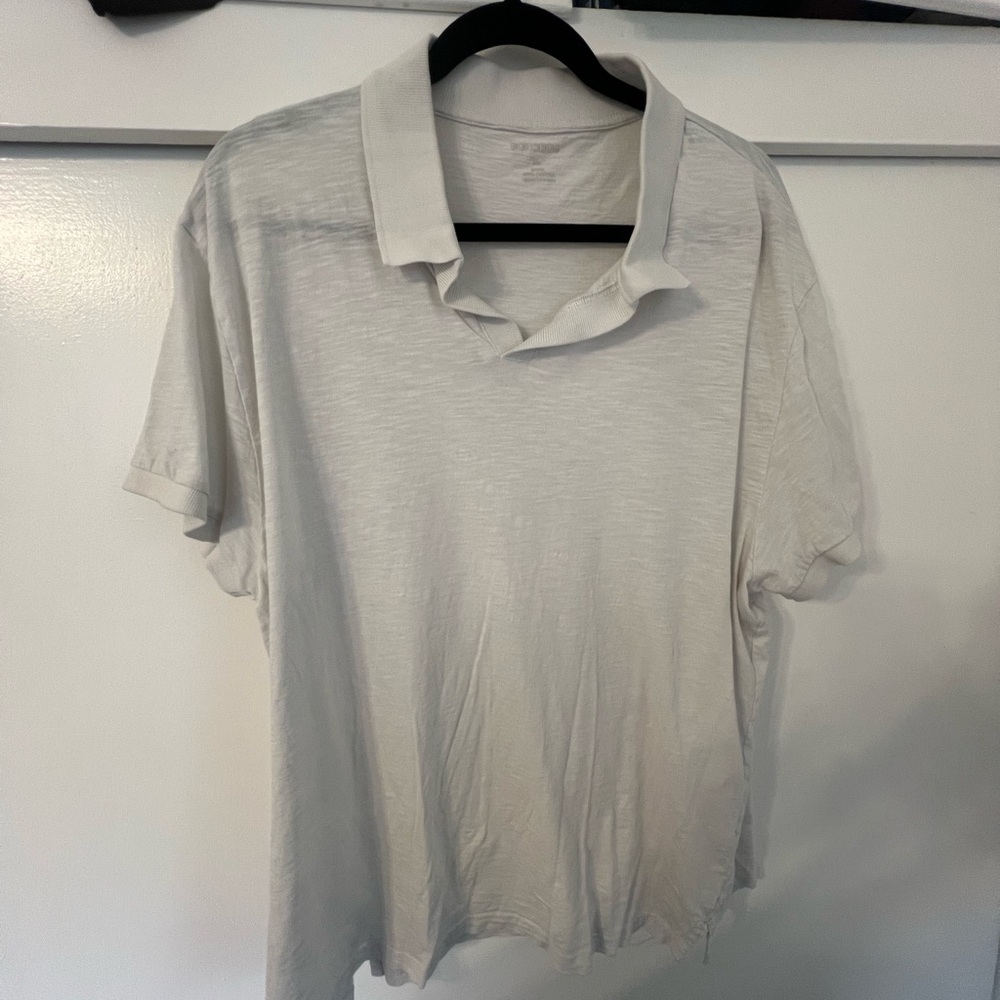 Bonobos White Johnny Collar Polo Shirt Soft Cotton Classic